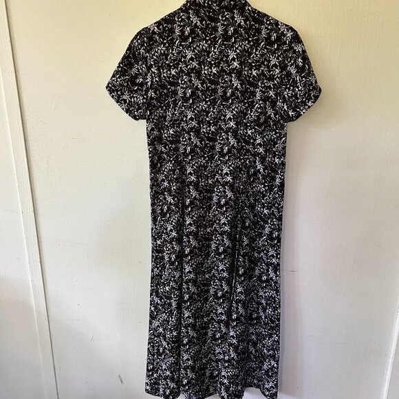 Christopher & Banks Maxi Dress Womens 10 Black White Floral Button Front Y2K - Picture 10 of 10